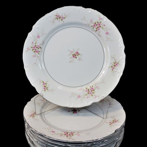 Mikasa Japan VERSAILLES 9344 Dinner Plate 10.25 In Fine China Silver Trim Floral - Picture 7 of 8